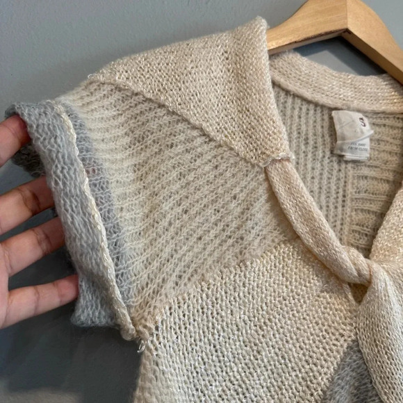 Anthropologie | Far Away from Never |Cream and Gray wool blend sweater - Picture 5 of 9